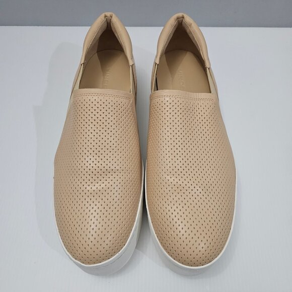 NEW Vince Warren II Sneaker Platform Slip On Loafer Perforated Tan Leather 9.5 - Picture 4 of 13